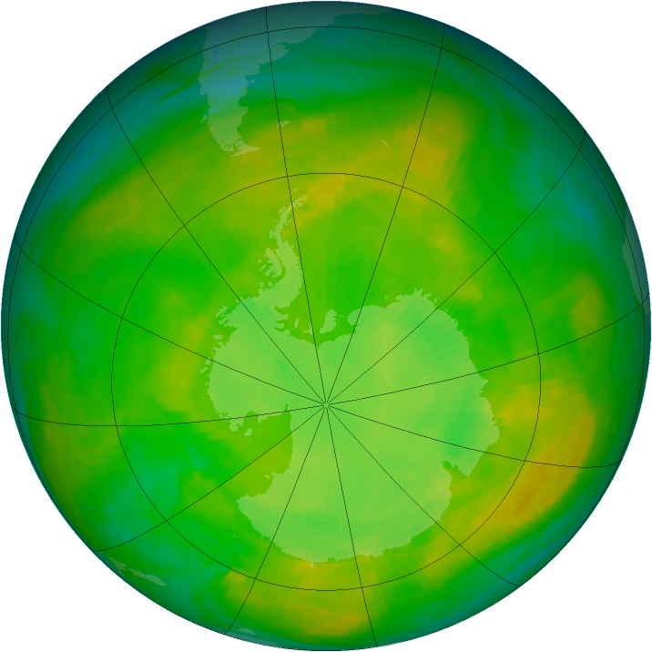 Antarctic ozone map for 04 December 1988